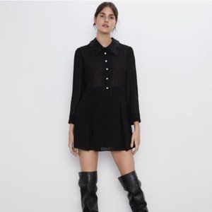 Zara Jewel Button Dotted Mesh Jumpsuit Black L